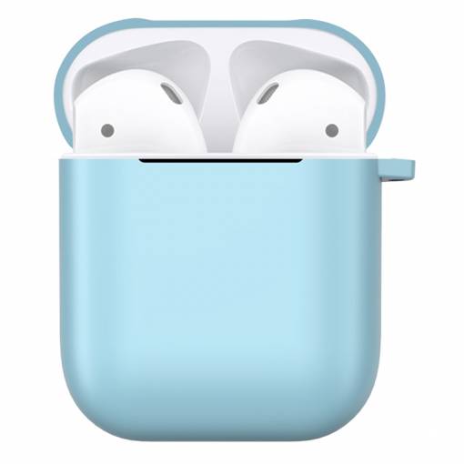 Foto - Matný plastový obal s karabinou pro Airpods - tyrkysová