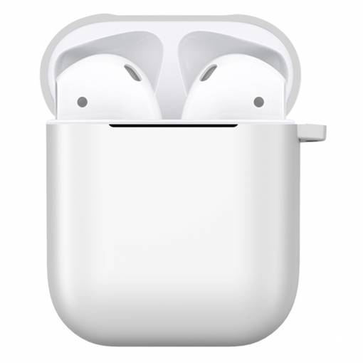 Foto - Matný plastový obal s karabinou pro Airpods - bílá