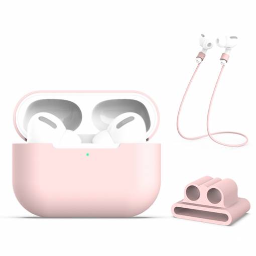 Foto - Silikonový obal pro Airpods Pro (Sada 3 ks) - růžová