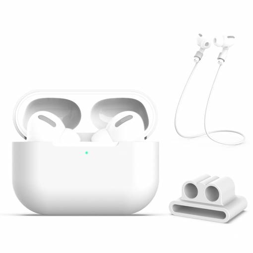 Foto - Silikonový obal pro Airpods Pro (Sada 3 ks) - bílá