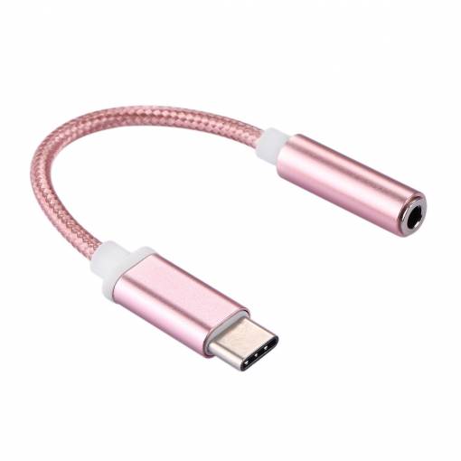 Foto - Odolná redukce z USB-C na 3.5mm jack - růžově zlatá