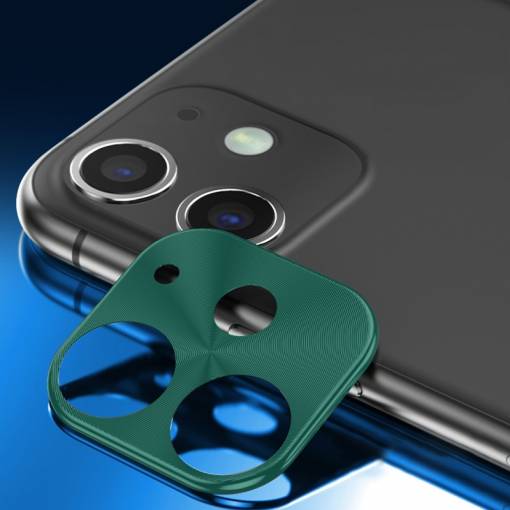 Foto - Kovový rámeček na zadní kameru iPhone 11 - zelená