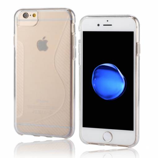 Foto - Silikonový obal S-Shaped na iPhone SE (2020) / 8 / 7 - transparentní