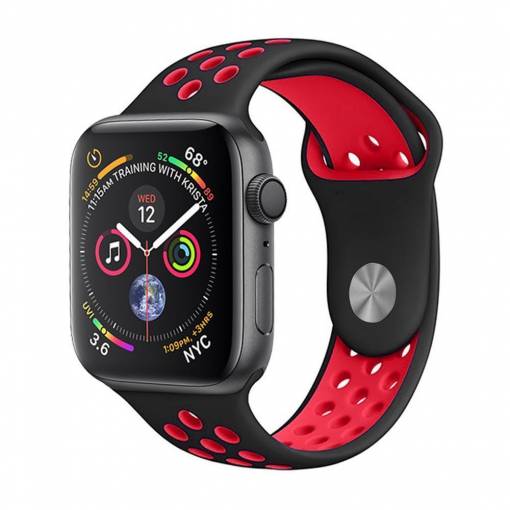 Foto - eses Silikonový řemínek pro Apple Watch - Černo červený, S, M, L - 38mm, 40mm, 41mm