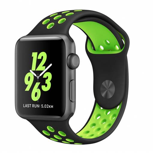 Foto - eses Silikonový řemínek pro Apple Watch - Černo zelený, S, M, L - 42mm, 44mm, 45mm, 49mm