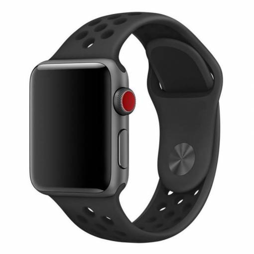 Foto - eses Silikonový řemínek pro Apple Watch - Černý, S, M, L - 42mm, 44mm, 45mm, 49mm