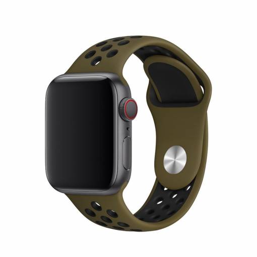 Foto - eses Silikonový řemínek pro Apple Watch - Khaki a černý, S, M, L - 42mm, 44mm, 45mm, 49mm