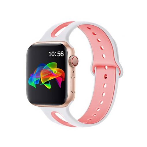 Foto - eses Dvoubarevný řemínek pro Apple Watch - Bílo růžový 38mm, 40mm, 41mm