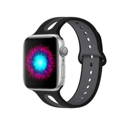 Foto - eses Dvoubarevný řemínek pro Apple Watch - Černo šedý, 42mm/44mm/45mm