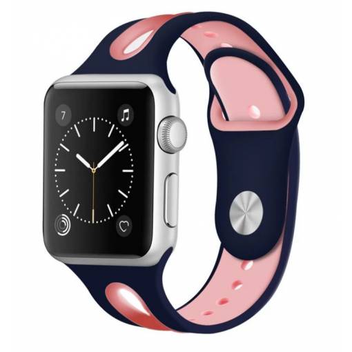 Foto - eses Dvoubarevný řemínek pro Apple Watch - Modro růžový 42mm, 44mm, 45mm, 49mm