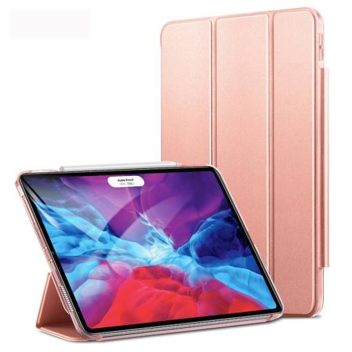 Foto - Pouzdro z PU kůže pro Apple iPad Pro 12.9 (2020) + slot pro Apple Pencil - Rose Gold