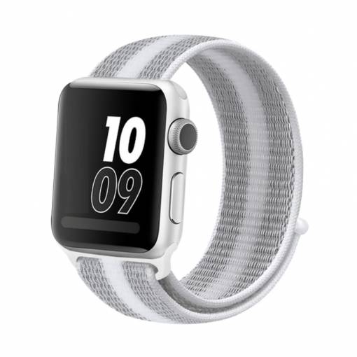 Foto - eses Nylonový řemínek pro Apple Watch - Šedo bílý proužek, 42mm/44mm/45mm/49mm