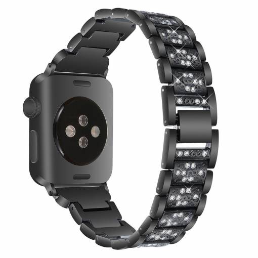 Foto - eses Kovový luxusní řemínek pro Apple Watch - Černý, 42mm/44mm/45mm