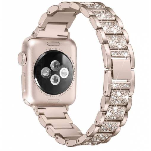 Foto - eses Kovový luxusní řemínek pro Apple Watch - Písková zlatá 42mm, 44mm, 45mm, 49mm