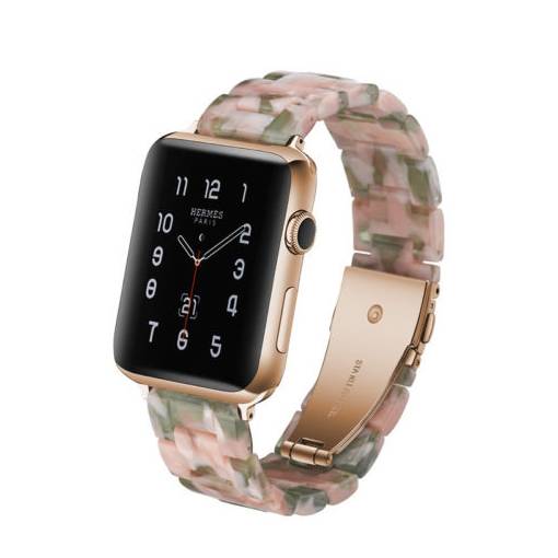 Foto - eses Řemínek z epoxidové pryskyřice pro Apple Watch - Vzorovaný růžový, 38mm/40mm/41mm