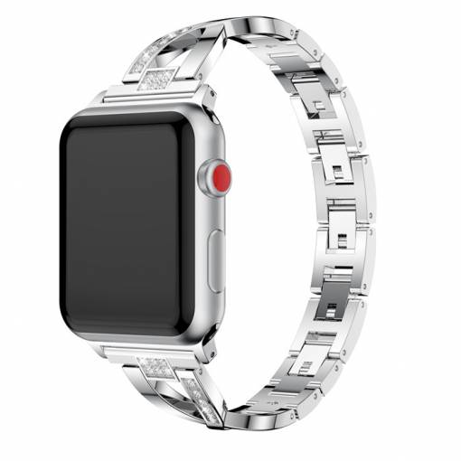 Foto - eses Kovový elegantní řemínek pro Apple Watch - Stříbrný 42mm, 44mm, 45mm, 49mm