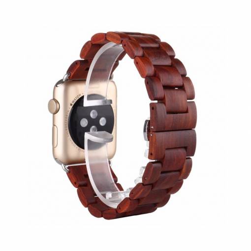 Foto - eses dřevěný řemínek pro Apple Watch červený 38mm/40mm/41mm