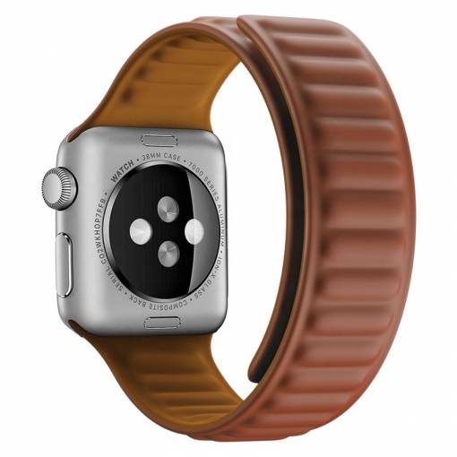 Foto - eses Silikonový magnetický řemínek pro Apple Watch - Hnědý 38mm, 40mm, 41mm