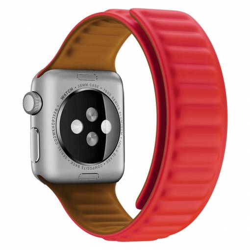 Foto - eses Silikonový magnetický řemínek pro Apple Watch - Červený, 38mm/40mm/41mm