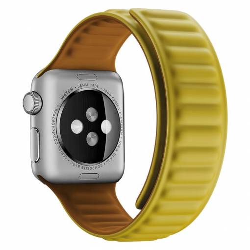 Foto - eses Silikonový magnetický řemínek pro Apple Watch - Žlutý, 42mm/44mm/45mm/49mm