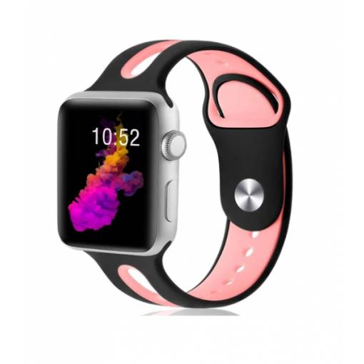 Foto - eses Dvoubarevný řemínek pro Apple Watch - Černo růžový 42mm, 44mm, 45mm, 49mm