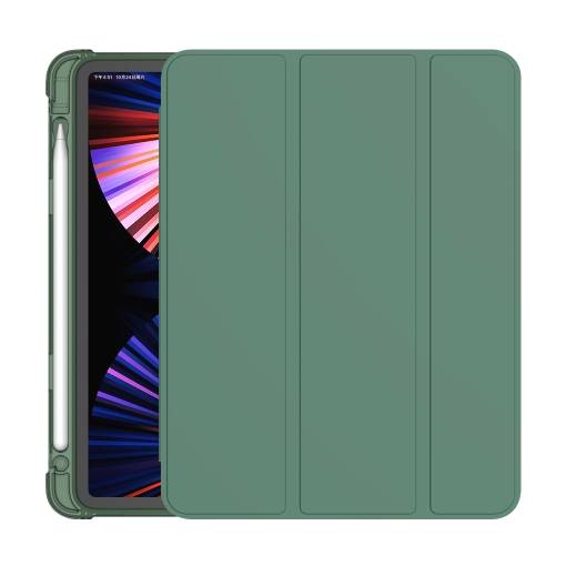 Foto - Pouzdro z PU kůže pro Apple iPad Pro 11 (2021) + slot pro Apple Pencil - zelená