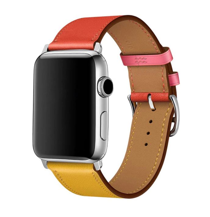 eses Kožený barevný řemínek pro Apple Watch - Červeno žlutý, 38mm/40mm/41mm