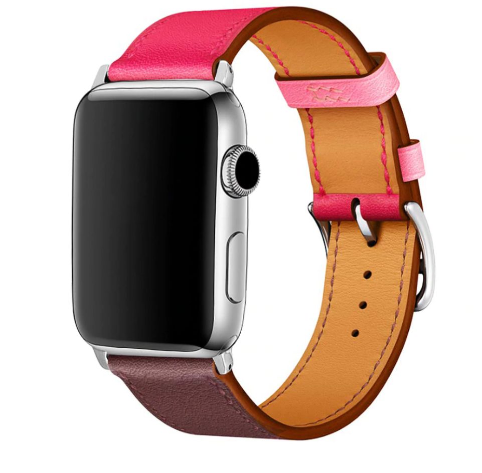 eses Kožený barevný řemínek pro Apple Watch - Růžovo vínový, 38mm/40mm/41mm