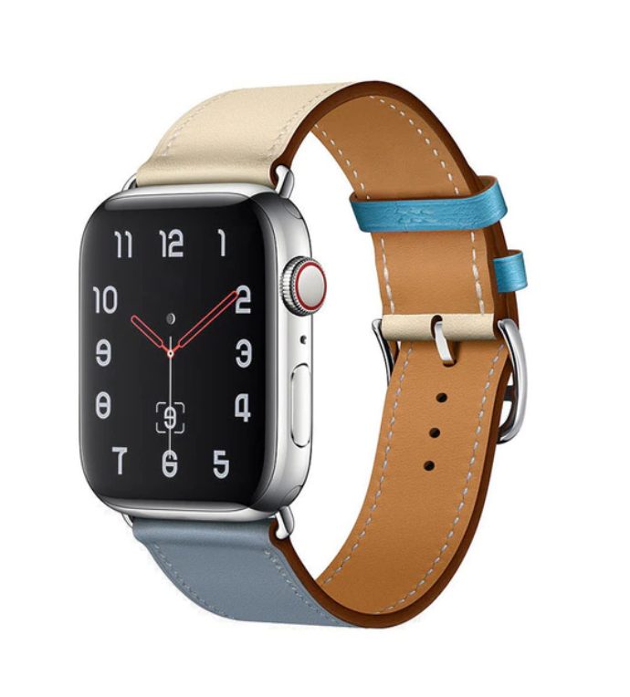 eses Kožený barevný řemínek pro Apple Watch - Béžovo modrý, 38mm/40mm/41mm