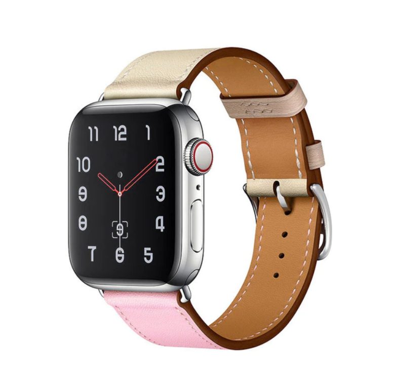 eses Kožený barevný řemínek pro Apple Watch - Béžovo růžový, 38mm/40mm/41mm