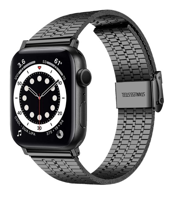 eses Kovový řemínek pro Apple Watch s trojitým proužkem - Černý, 42mm/44mm/45mm/49mm