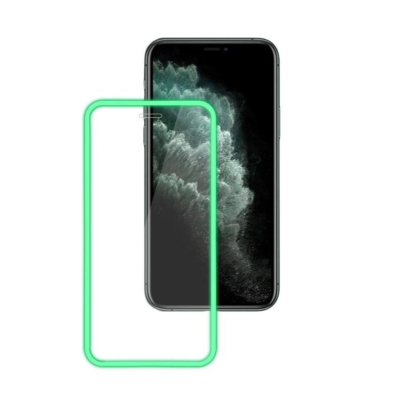 Svítící ochranné sklo pro iPhone 11 Pro, XS a X - Zelené