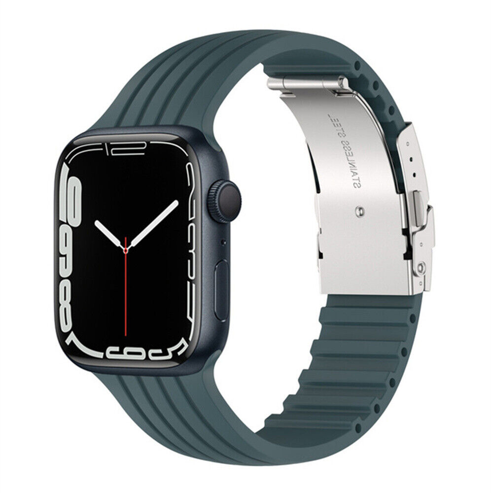 eses Silikonový řemínek pro Apple Watch s kovovou sponou - Zelený, 38mm/40mm/41mm