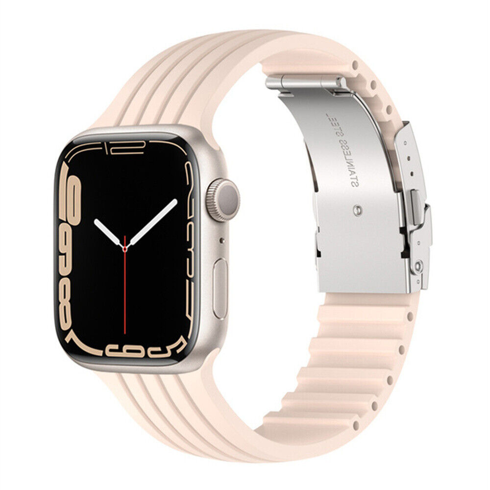 eses Silikonový řemínek pro Apple Watch s kovovou sponou - Růžový, 42mm/44mm/45mm/49mm