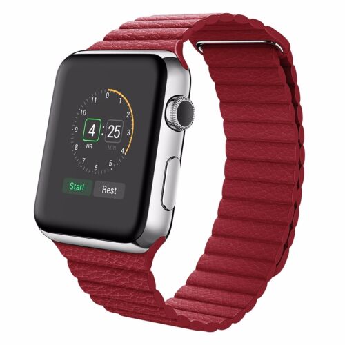 eses Kožený magnetický řemínek pro Apple Watch - Červený, 38mm/40mm/41mm