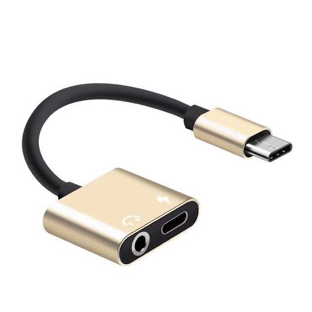 Redukce z USB-C na USB-C a 3.5mm jack - zlatá