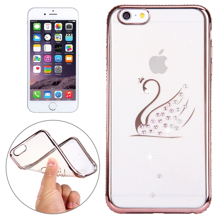 Obal s labutí na iPhone 6/ 6S - růžově zlatá