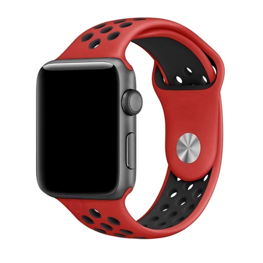 eses Silikonový řemínek pro Apple Watch - Červeno černý, S/M/L, 38mm/40mm/41mm