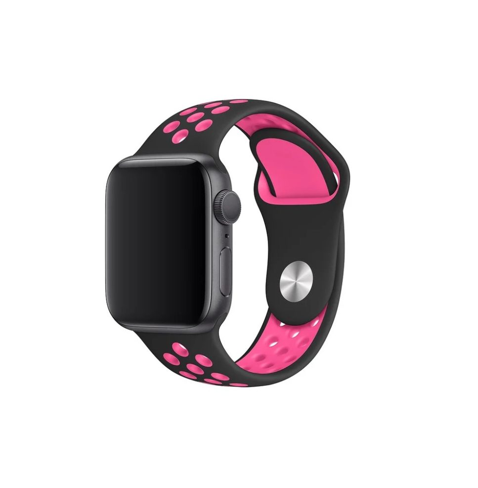 eses Silikonový řemínek pro Apple Watch - Černo růžový, S/M/L, 42mm/44mm/45mm/49mm