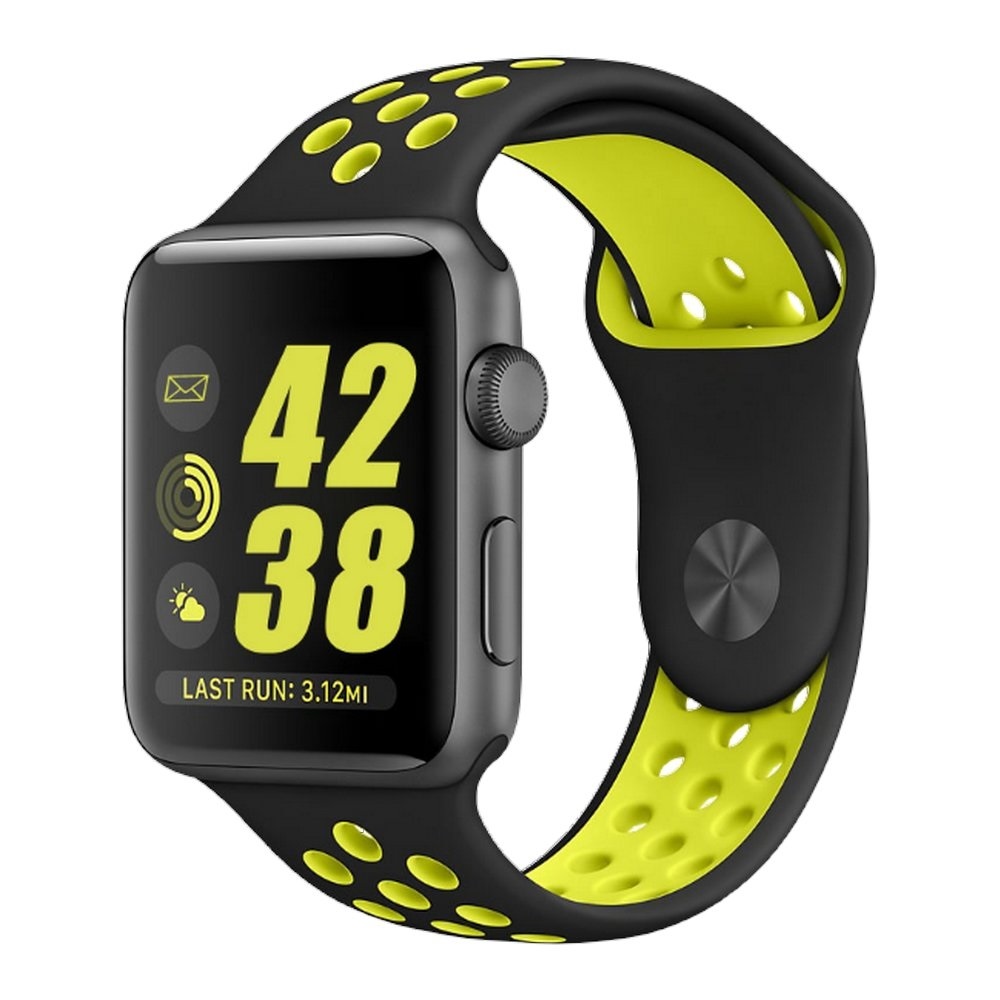 eses Silikonový řemínek pro Apple Watch - Černo žlutý, S/M/L, 42mm/44mm/45mm/49mm