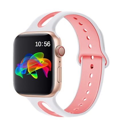 eses Dvoubarevný řemínek pro Apple Watch - Bílo růžový, 42mm/44mm/45mm/49mm