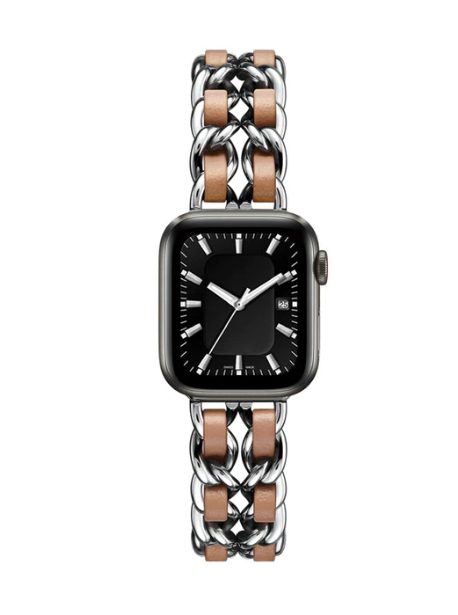 eses Kovový řetízkový řemínek propletený pro Apple Watch - Stříbrno hnědý, 42mm/44mm/45mm/49mm