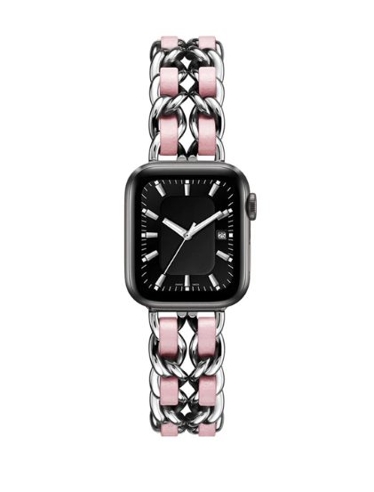 eses Kovový řetízkový řemínek propletený pro Apple Watch - Stříbrno růžový, 38mm/40mm/41mm