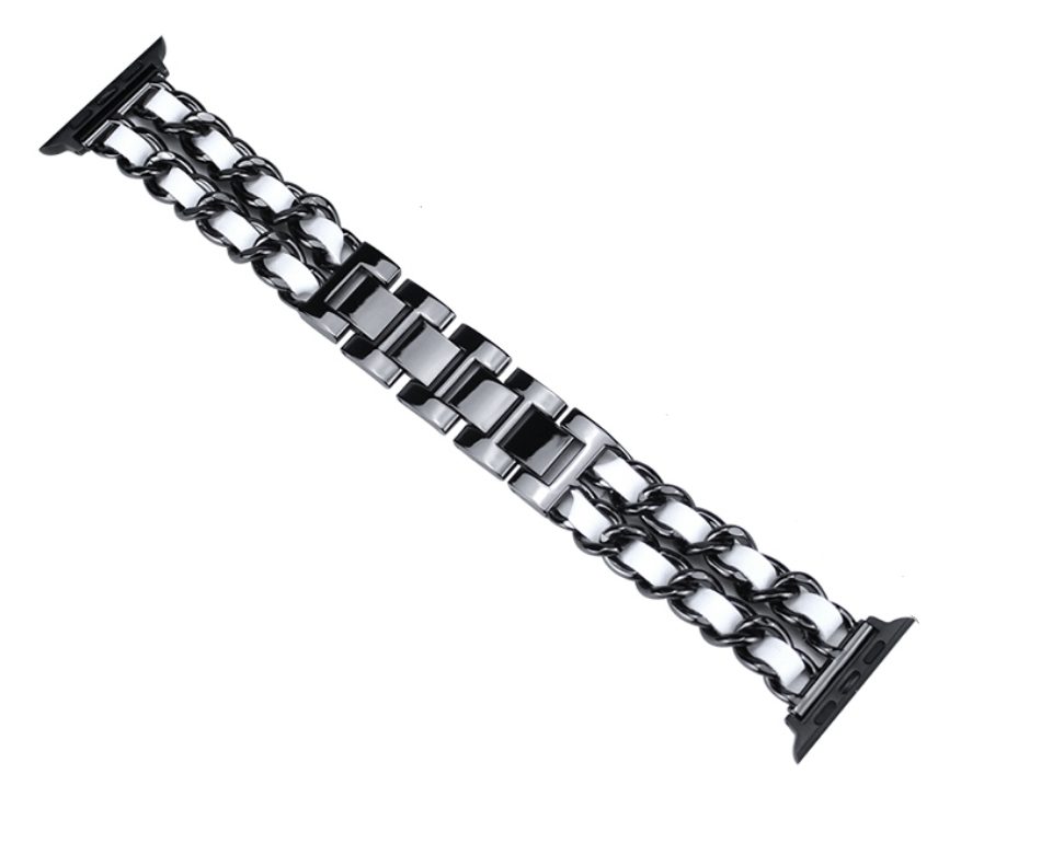 eses Kovový řetízkový řemínek propletený pro Apple Watch - Černo bílý 38mm, 40mm, 41 mm