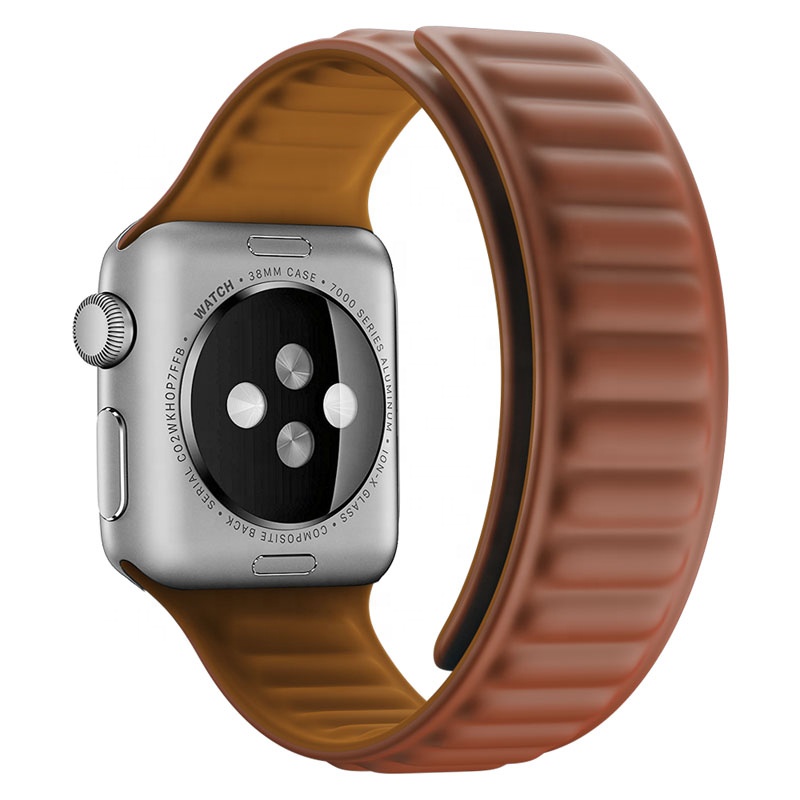 eses Silikonový magnetický řemínek pro Apple Watch - Hnědý, 38mm/40mm/41mm